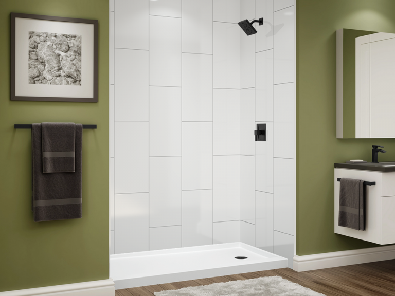 illusions shower 24x12 vertical stack w black trim showcase 2