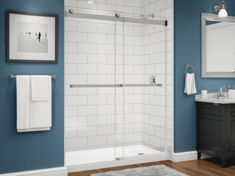 illusion series - white 12x6 subway w black grout etch - dual glass slider