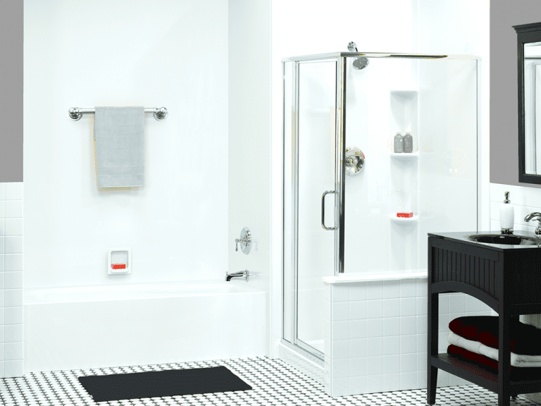 white 36x36 shower base w tub combo