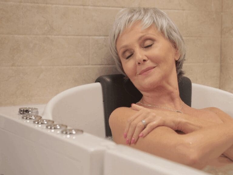 relaxing safely in walk-in bathtub